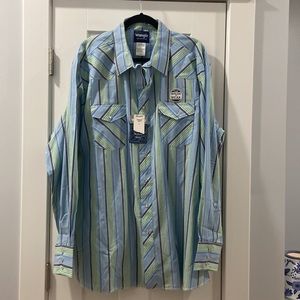 Wrangler 3XL Tall western Pearl Snap long sleeve stripes NWT